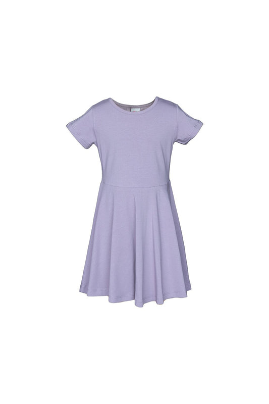 Soft Lilac Girl's Plain Basic Short Sleeve Dress