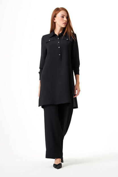 Black Tunic with Shoulder Piece