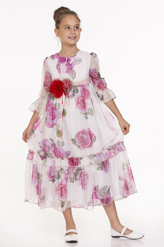 Rose Patterned Long Dress