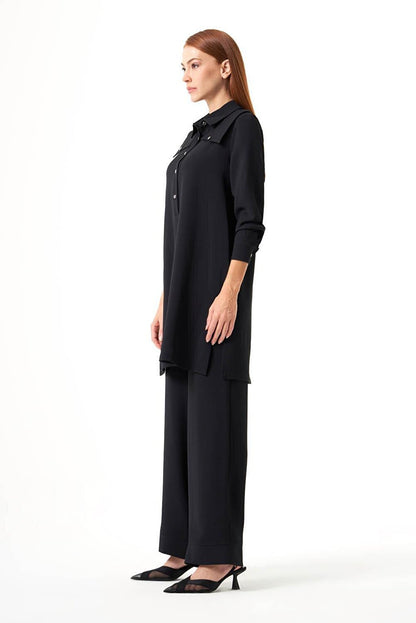 Black Tunic with Shoulder Piece