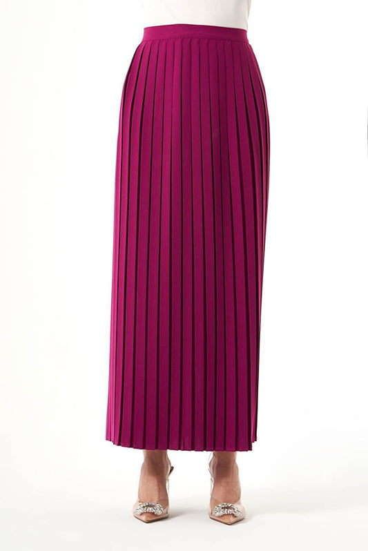 Crepe Pleated Plum Skirt