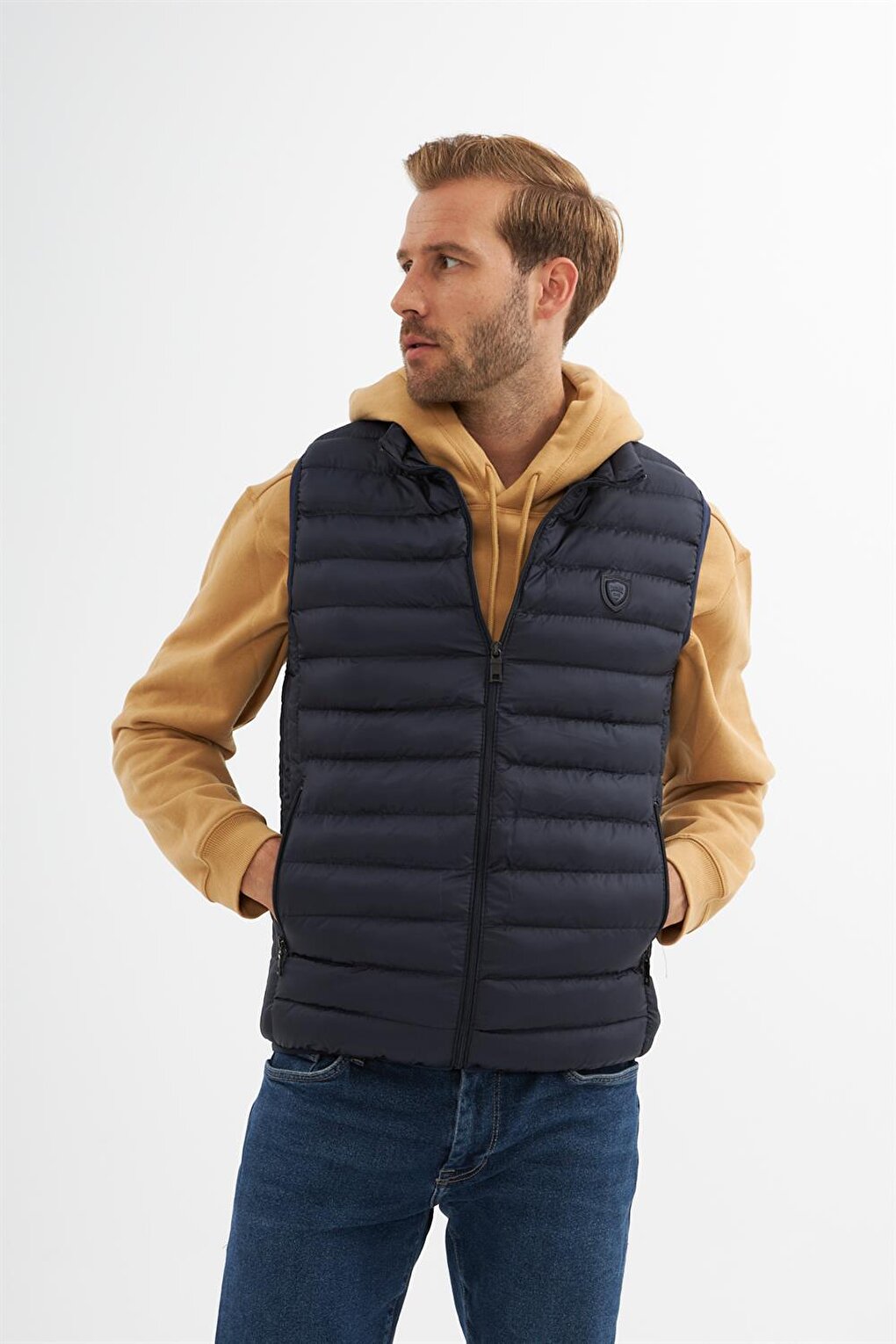 Men's Standard Mold Puffer Vest Navy Blue