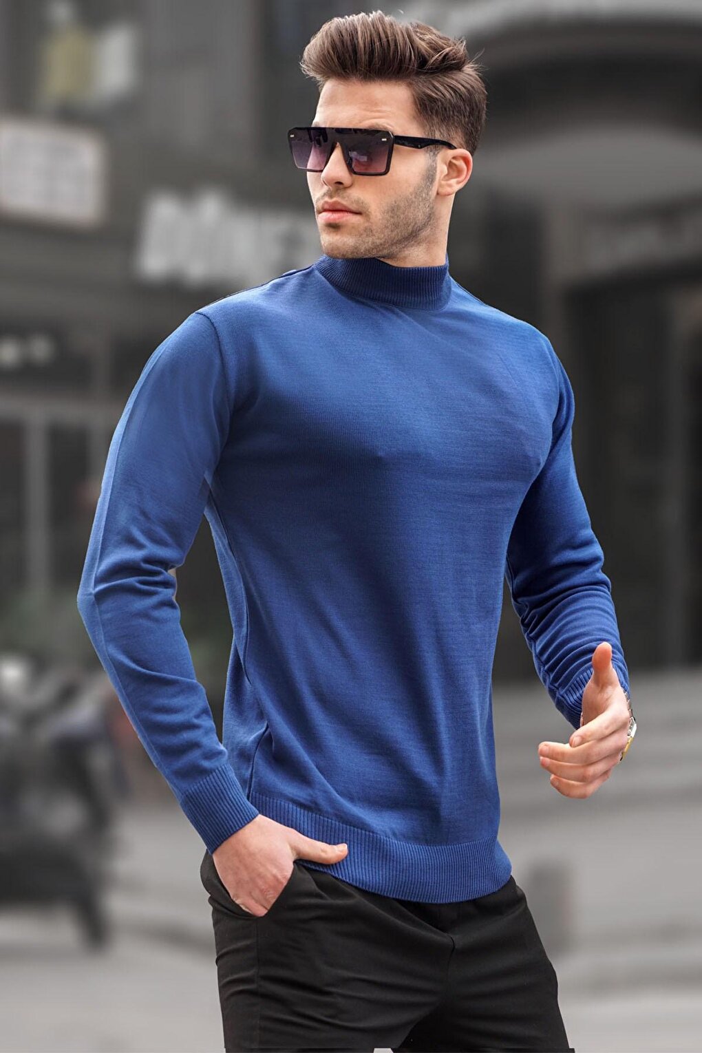 Indigo Slim Fit Half Turtleneck Men's Knitwear Sweater 6343