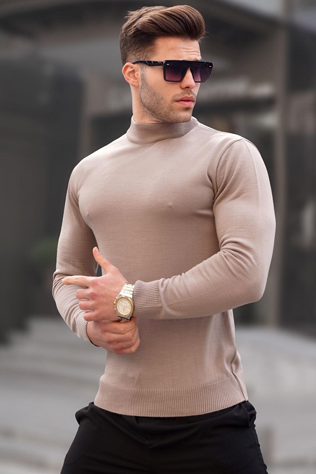 Mink Slim Fit Half Turtleneck Men's Knitwear Sweater 6343