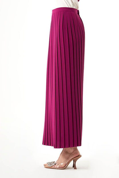 Crepe Pleated Plum Skirt