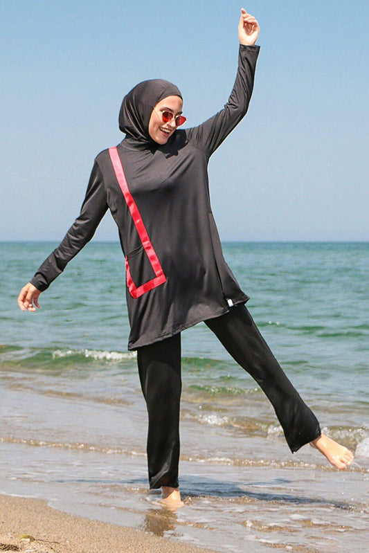 Black Fully Covered Hijab Swimsuit M2109