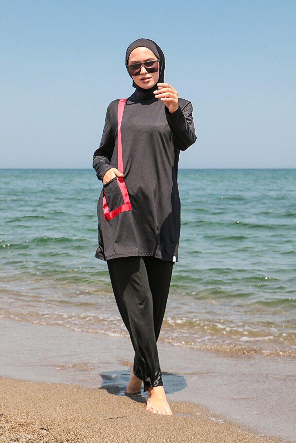 Black Fully Covered Hijab Swimsuit M2109