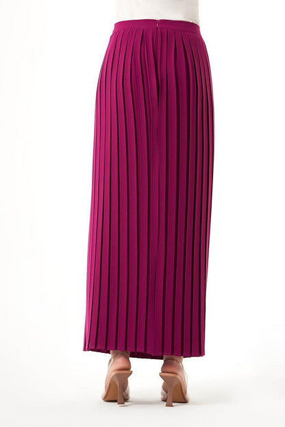 Crepe Pleated Plum Skirt