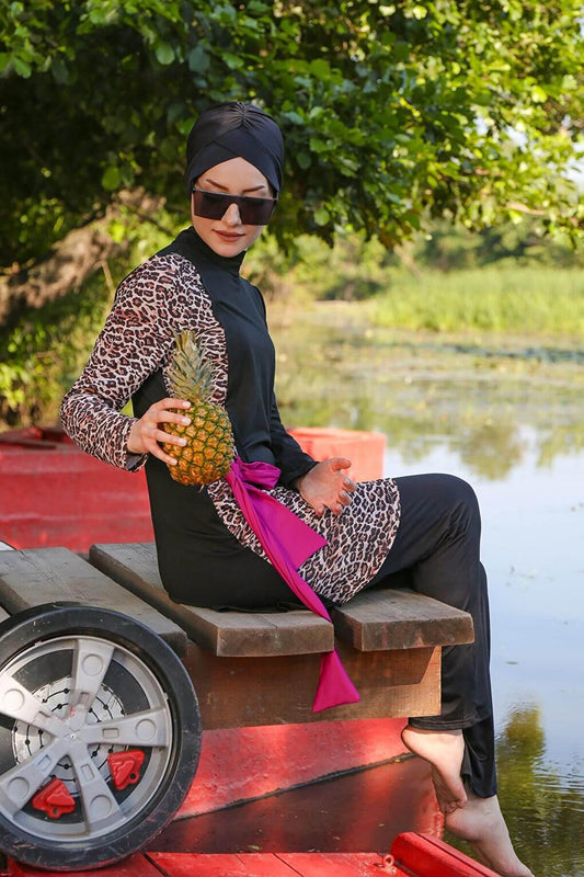 Black Fully Covered Hijab Swimsuit M2104