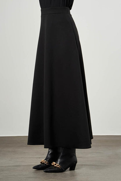 Flared Black Skirt with Elastic Waist