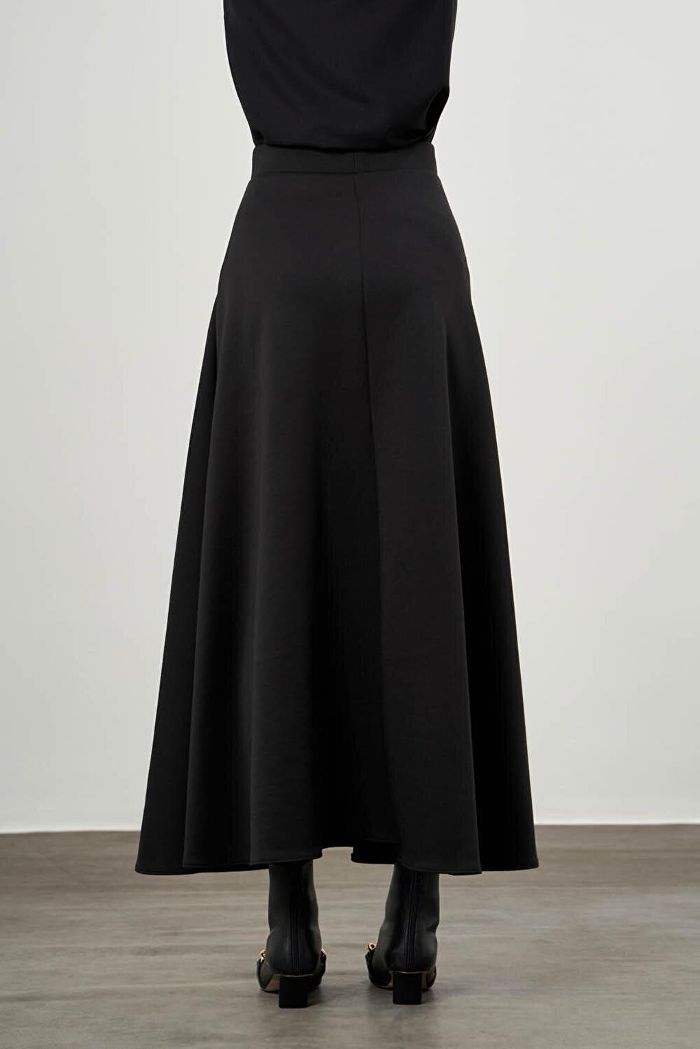 Flared Black Skirt with Elastic Waist