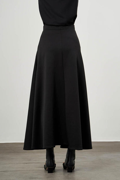 Flared Black Skirt with Elastic Waist