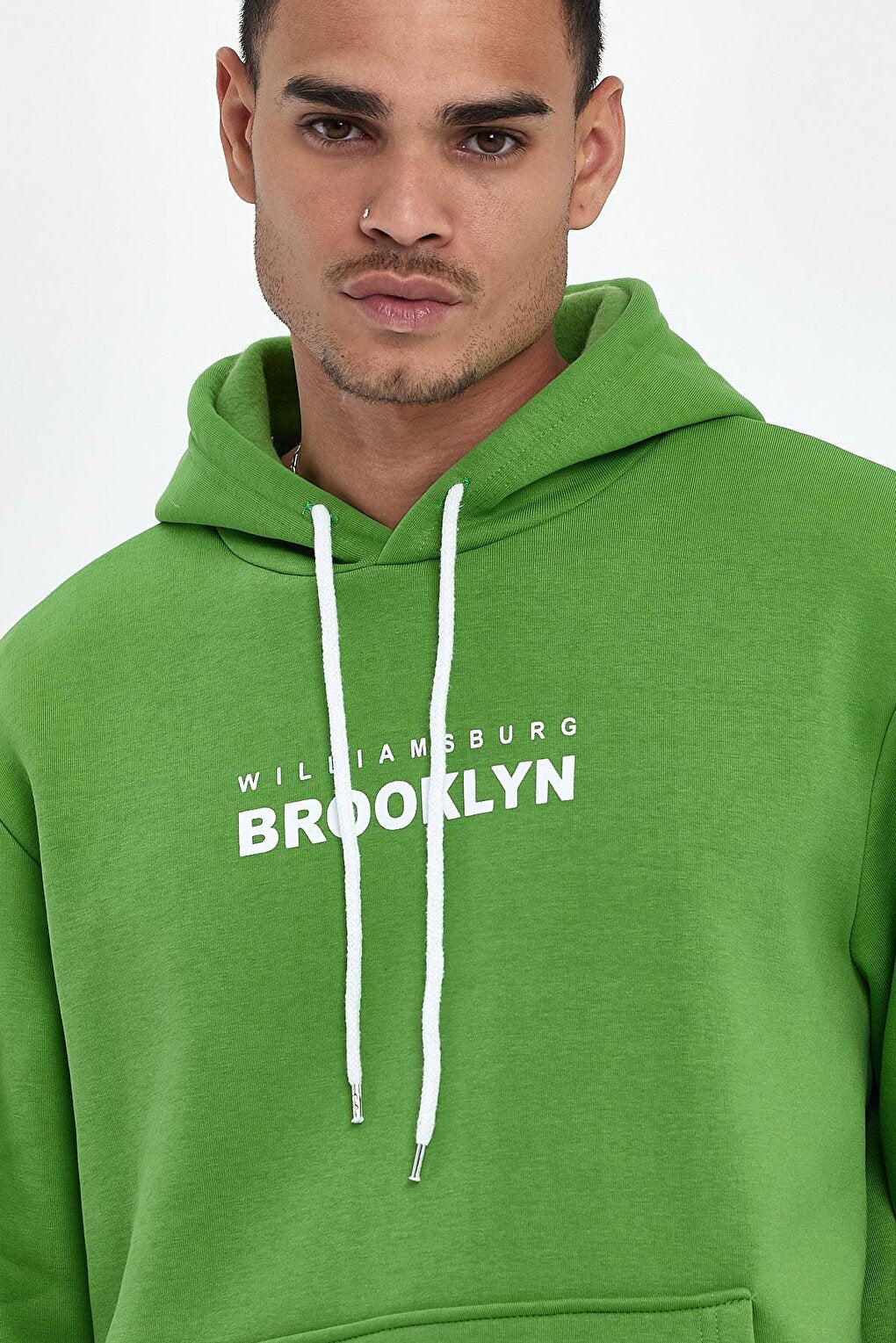 Men's Hooded Comfortable In-mold Fleece 3 thread Willamsburg Brooklyn Printed Sweatshirt spr24sw04