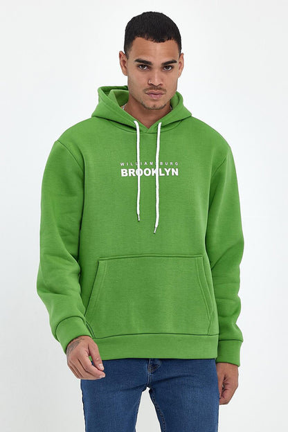 Men's Hooded Comfortable In-mold Fleece 3 thread Willamsburg Brooklyn Printed Sweatshirt spr24sw04