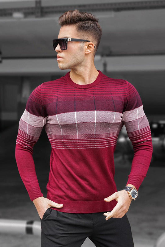 Claret Red Crew Neck Sweater 5608