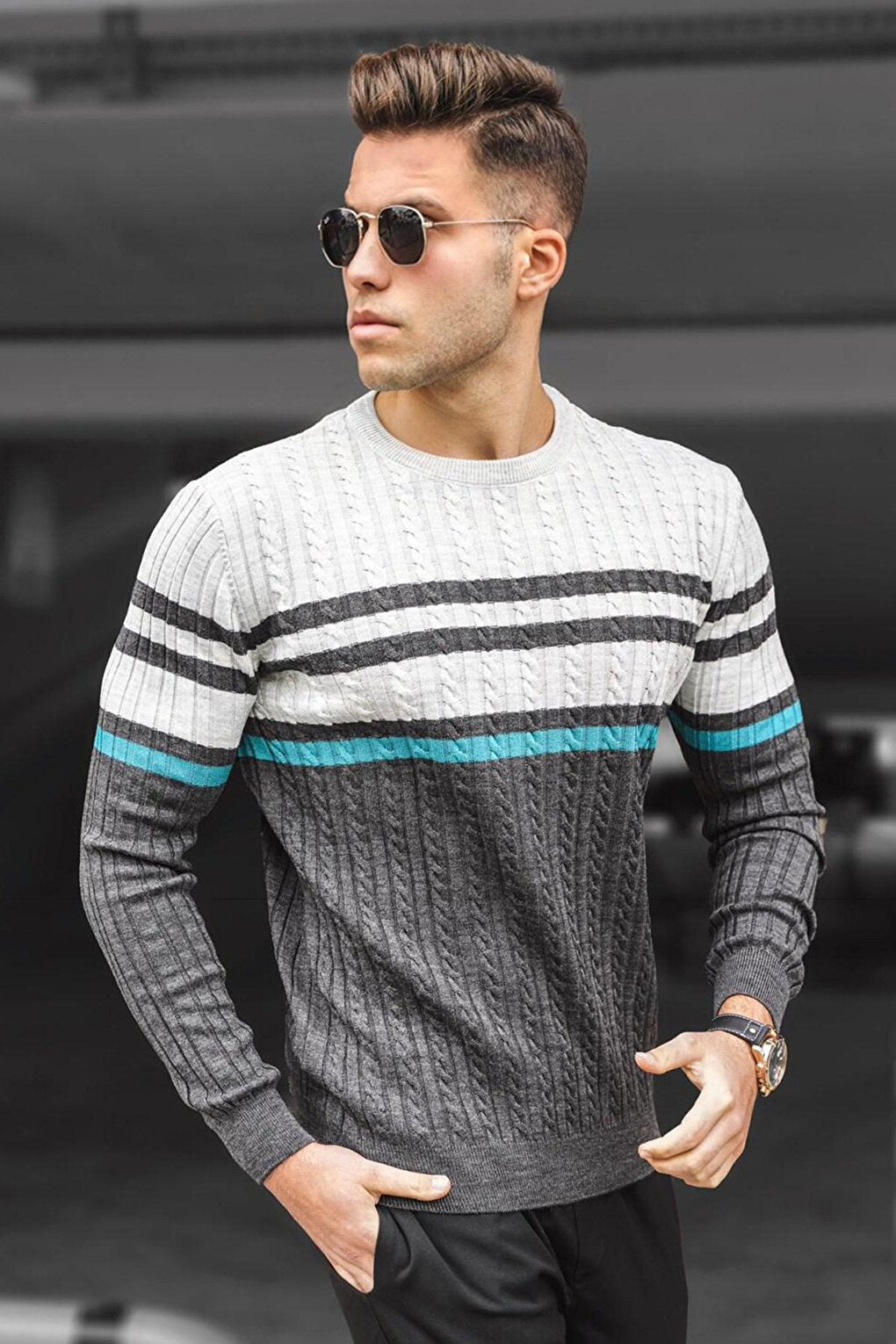 Gray Crew Neck Sweater 5197