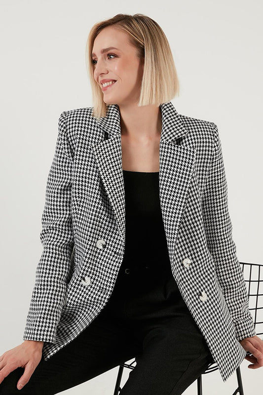 Houndstooth Patterned Slim Fit Blazer Jacket 6058384