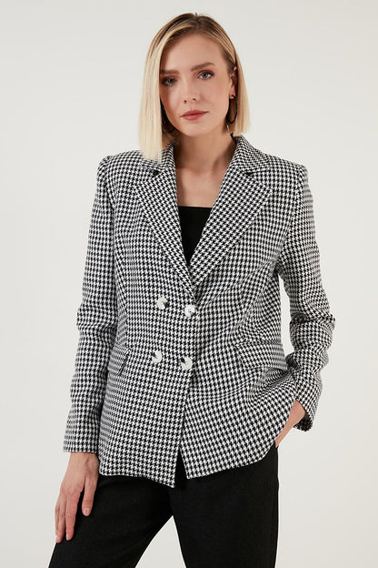 Houndstooth Patterned Slim Fit Blazer Jacket 6058384