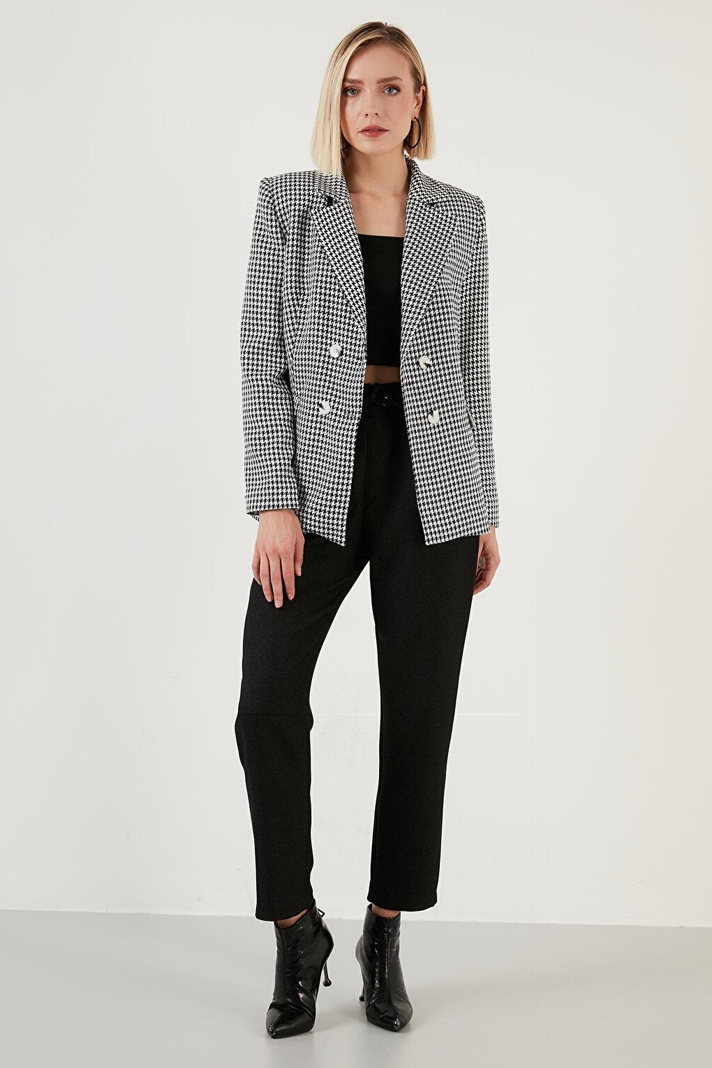 Houndstooth Patterned Slim Fit Blazer Jacket 6058384