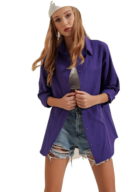 Oversize Long Basic Women's Shirt