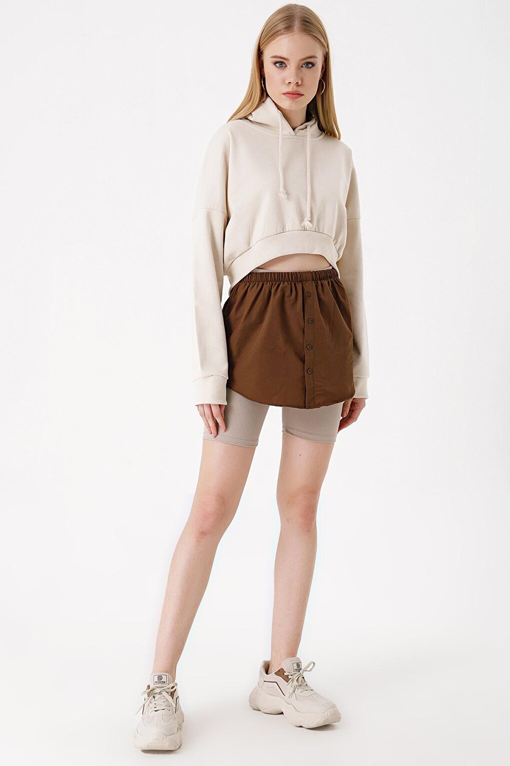 1888 Sweatshirt And Shirt Under Sweater Skirt - Brown