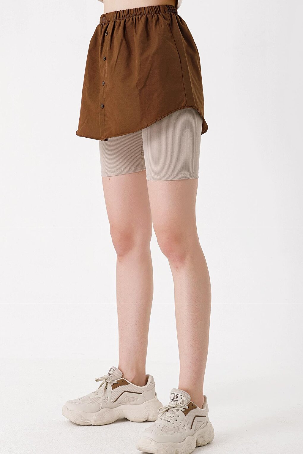 1888 Sweatshirt And Shirt Under Sweater Skirt - Brown