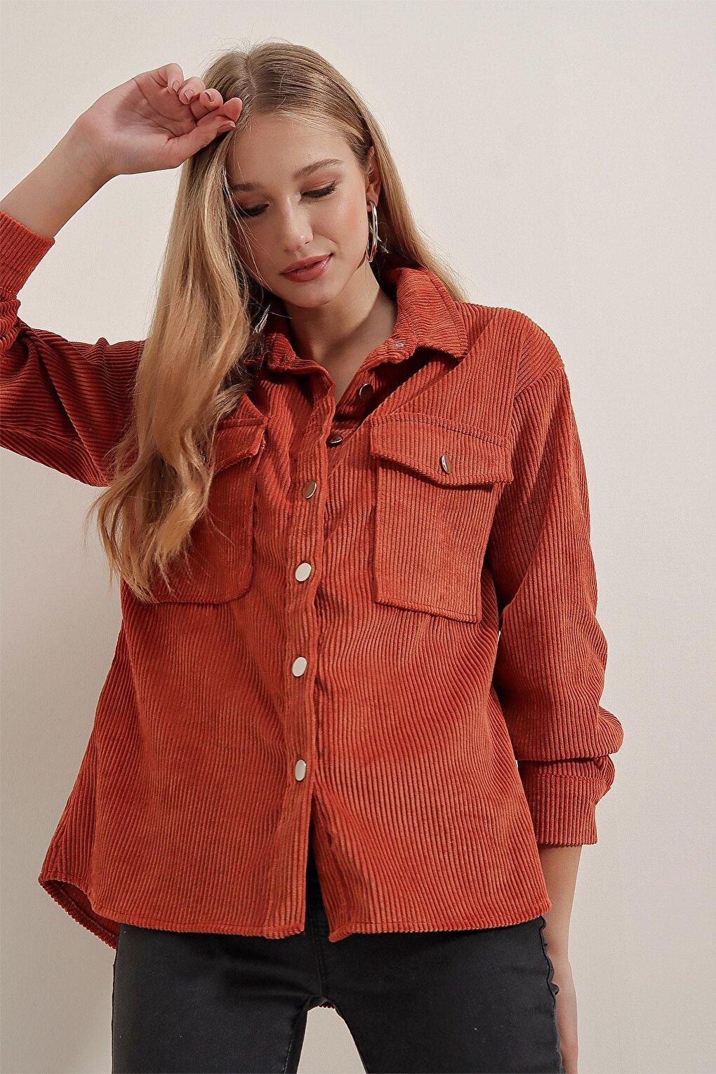 3865 Striped Velvet Shirt - Tile