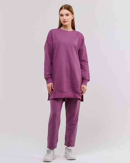 Crew Neck Plain Long Sleeve Women's Tunic N001