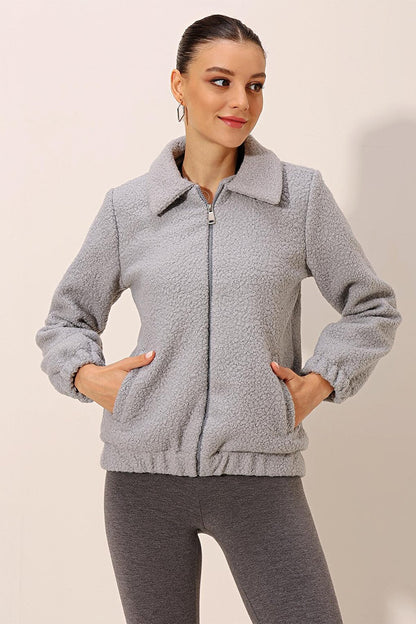 5175 Oversize Boucle Jacket - Gray