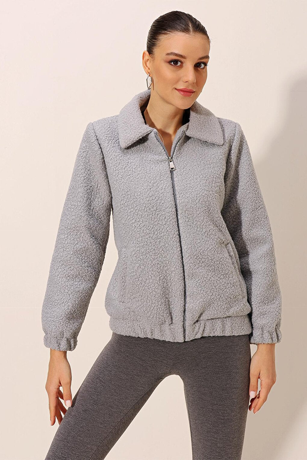 5175 Oversize Boucle Jacket - Gray