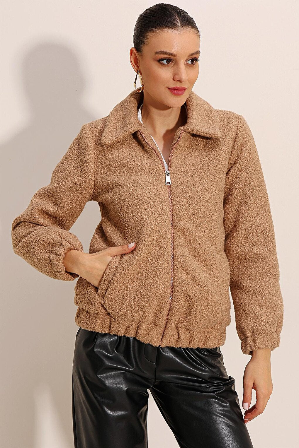 5175 Oversize Boucle Jacket - Biscuit