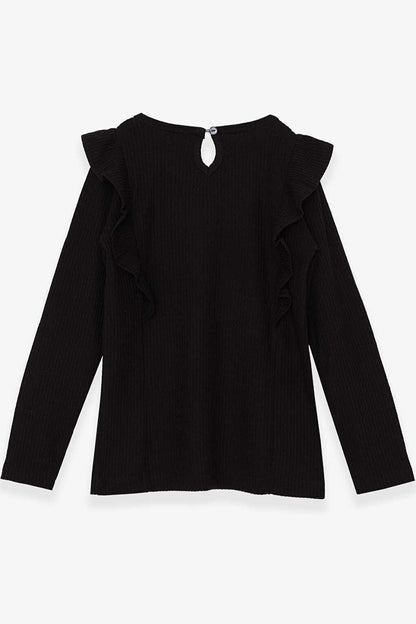 Girl's Blouse Ruffled Black (Age 12)