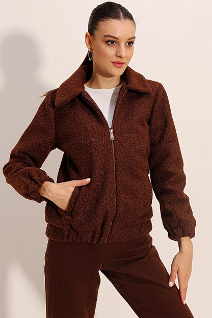 5175 Oversize Boucle Jacket - Brown