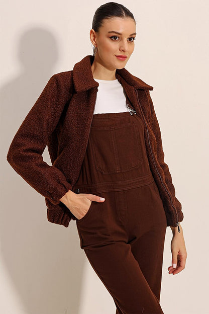 5175 Oversize Boucle Jacket - Brown