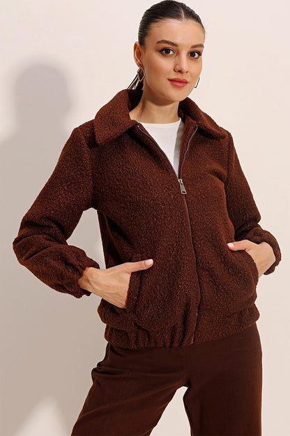 5175 Oversize Boucle Jacket - Brown