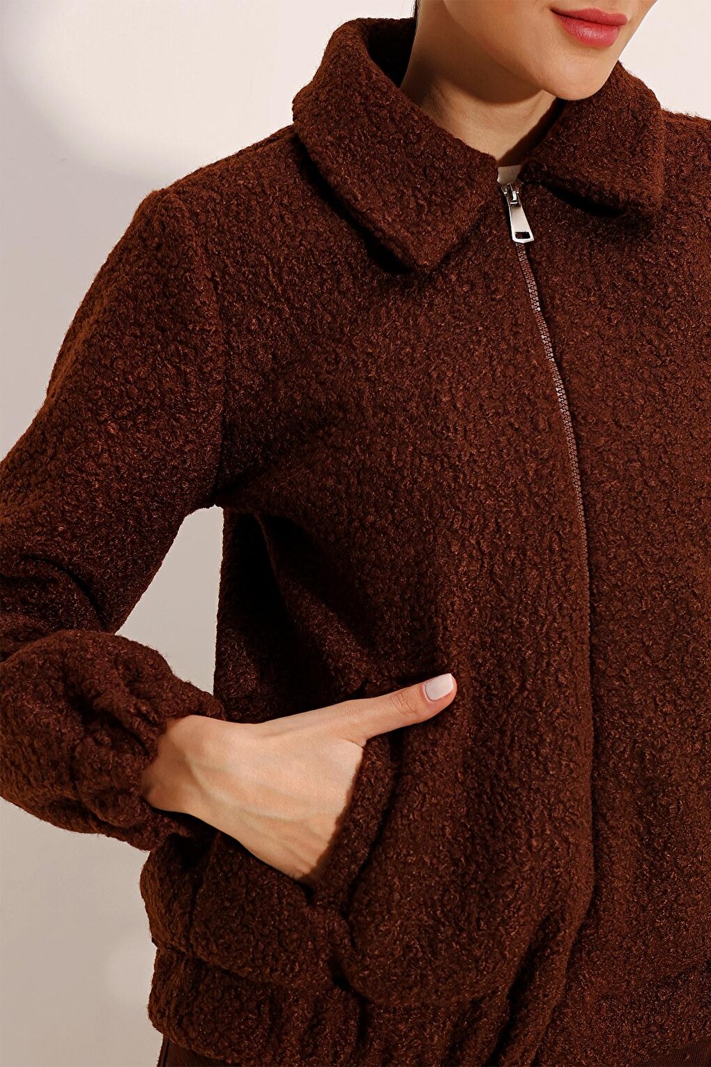 5175 Oversize Boucle Jacket - Brown