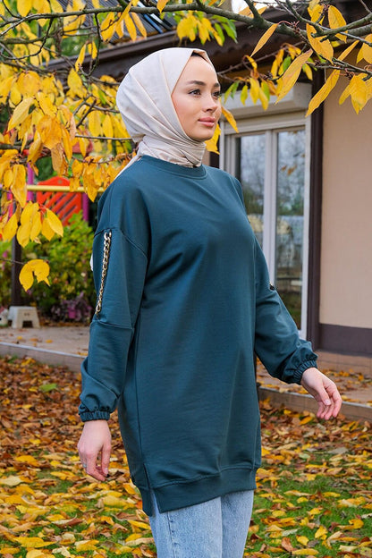 Crew Neck Tunic Petrol Green