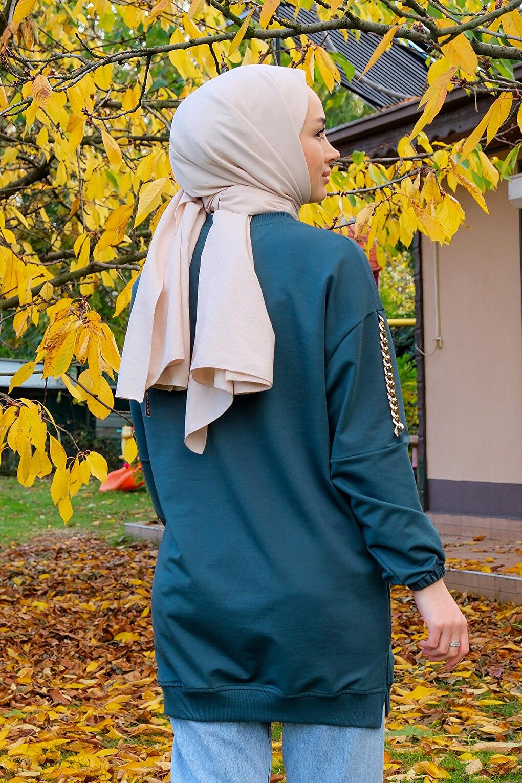 Crew Neck Tunic Petrol Green