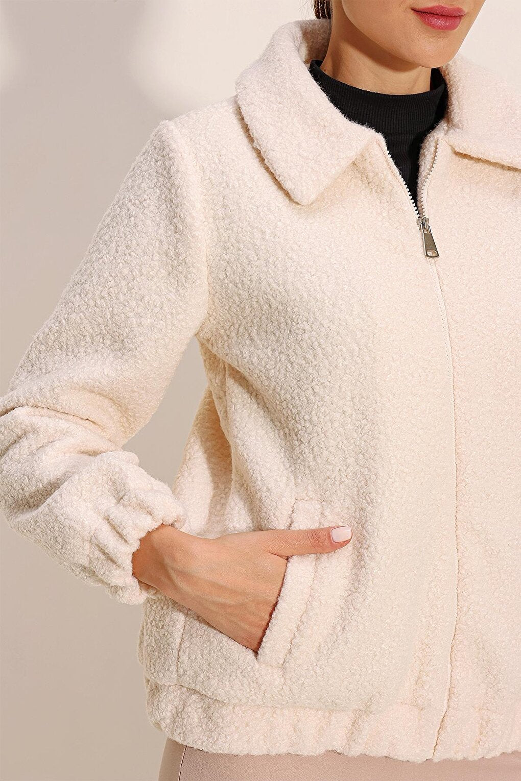 5175 Oversize Boucle Jacket - Ecru