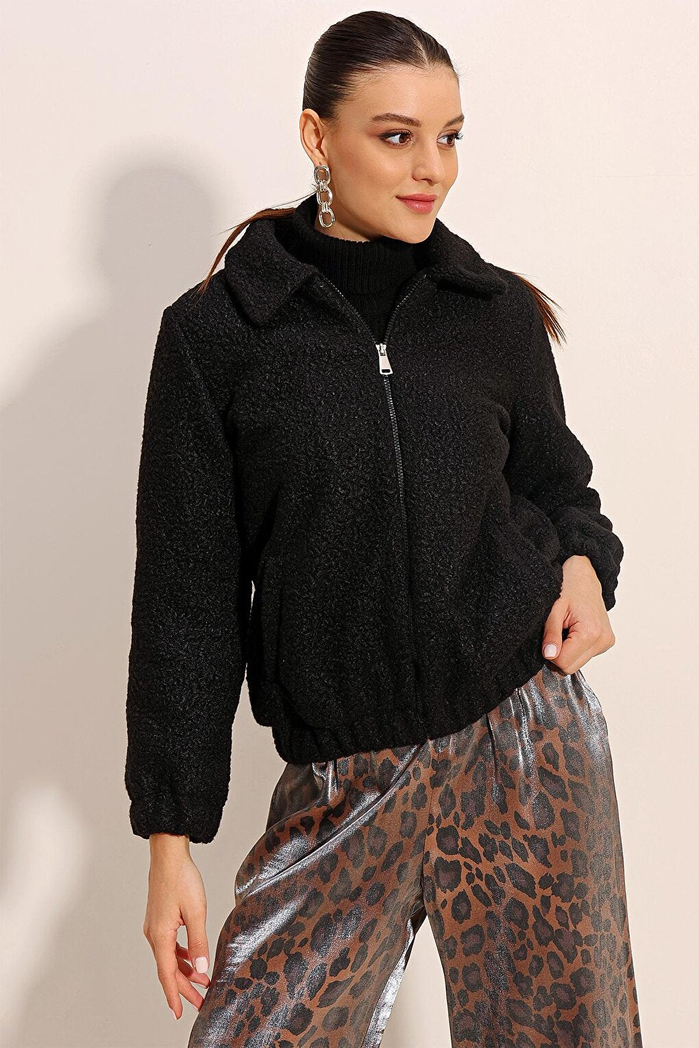 5175 Oversize Boucle Jacket - Black