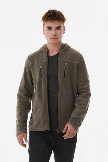 Zipper Hooded Fleece Sweatshirt