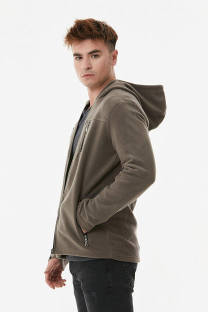 Zipper Hooded Fleece Sweatshirt