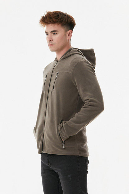 Zipper Hooded Fleece Sweatshirt