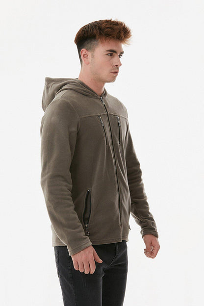 Zipper Hooded Fleece Sweatshirt