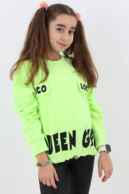 Girl's Quenn Text Printed Sweatshirt 9-14 Years 14041