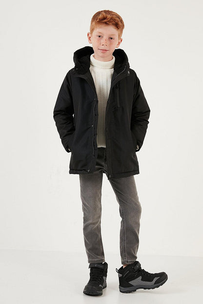 Hooded Coat with Zipper Pockets 6492325