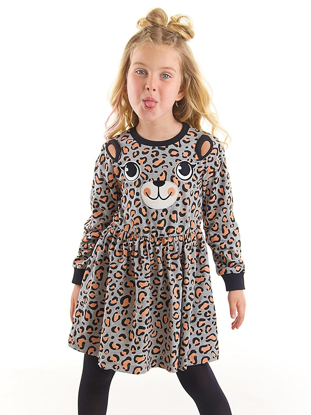 Leopard Gray Girl's Dress