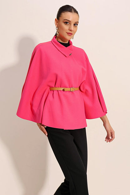 9134 Belted Stash Poncho - Fuchsia