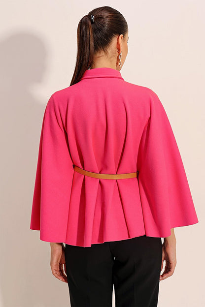 9134 Belted Stash Poncho - Fuchsia