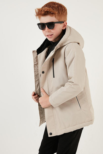 Hooded Coat with Zipper Pockets 6492325